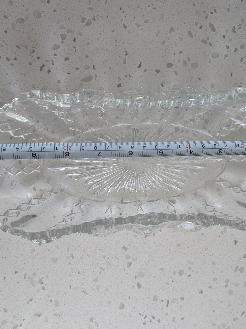 Vintage Clear Pressed Glass Decorative Starburst Serving Tray - Clear